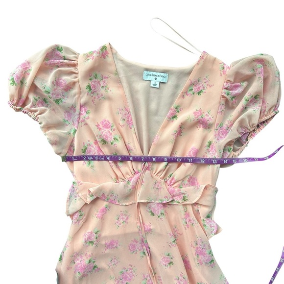 LoveShackFancy for Target Pink floral Short Sleeve Midi Dress Size 0 - Picture 8 of 10